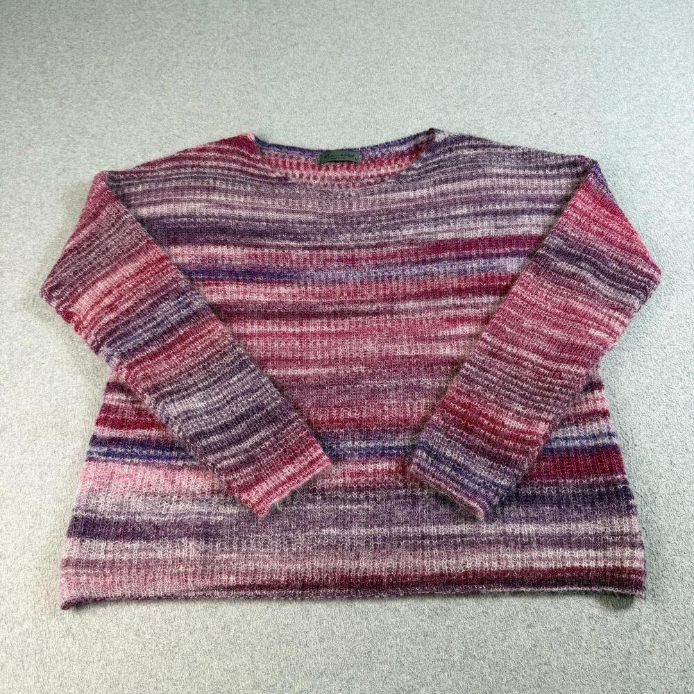 Elsamanda Sweater Women Medium Pink Wool Alpaca Mohair Italy Striped Boho Twee